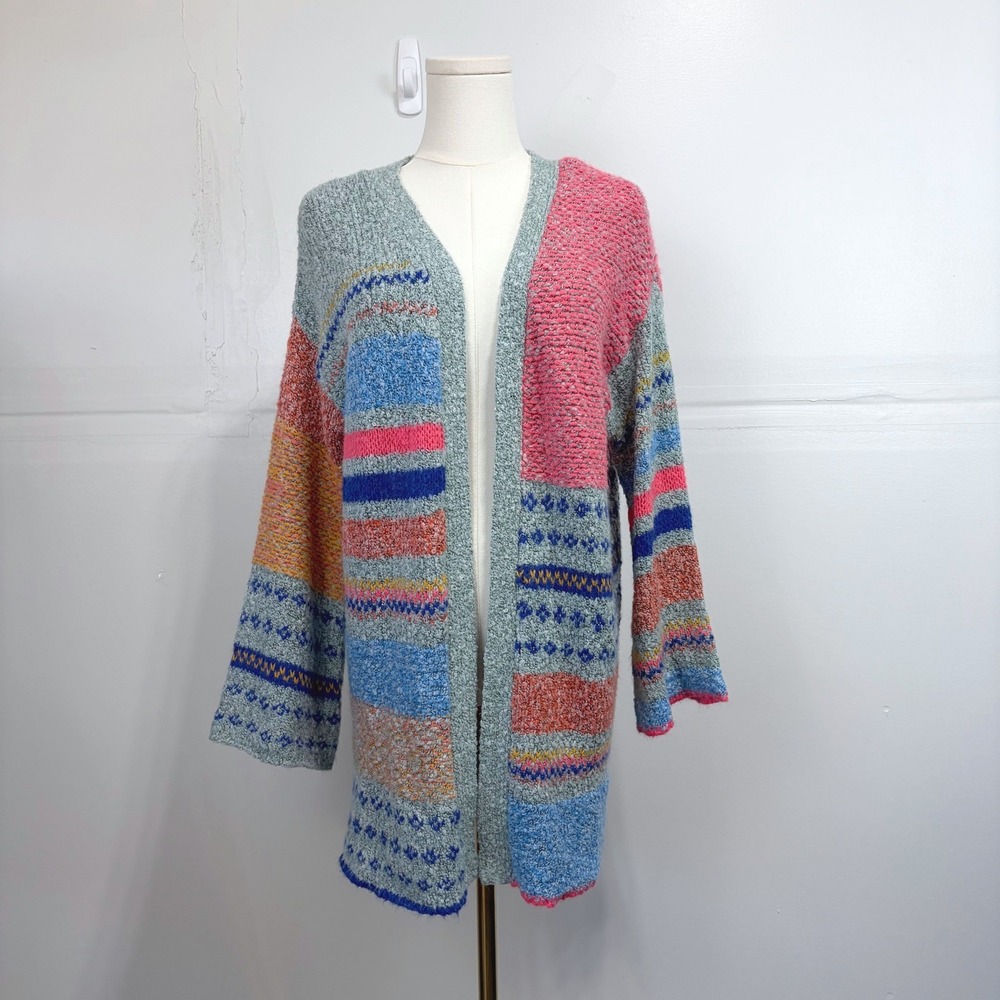 Oversized Sincerely Jules Womens XS Patchwork Open Front Cardigan Multi Color